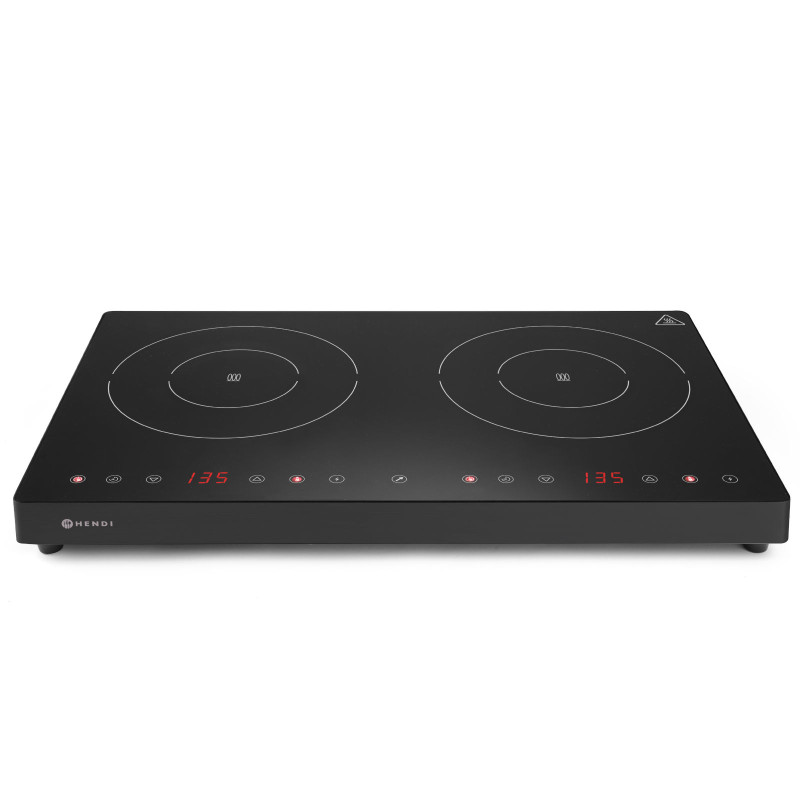Reguliuojama indukcinė viryklė su jutikliniu skydeliu 2 kaitvietės Black Line sk. 22cm 3500W – Hendi 239414