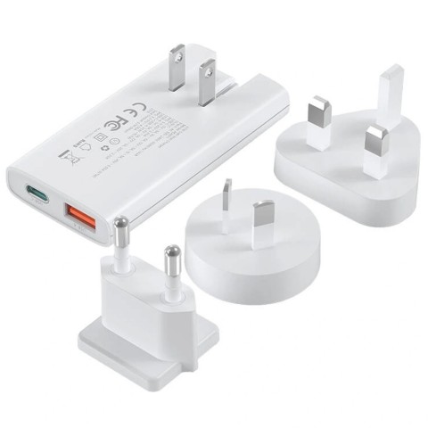 
USB-A USB-C GaN Ultra 65W sieninis įkroviklis – baltas
