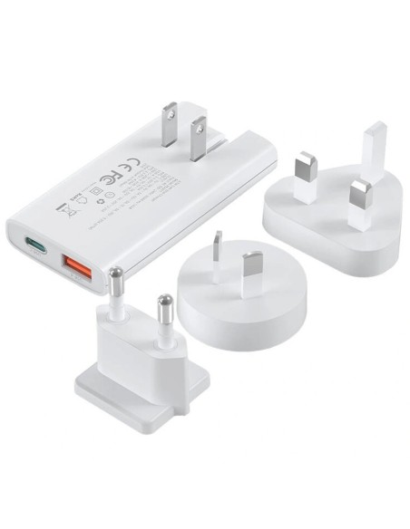 
USB-A USB-C GaN Ultra 65W sieninis įkroviklis – baltas
