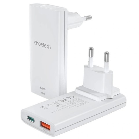 
USB-A USB-C GaN Ultra 65W sieninis įkroviklis – baltas
