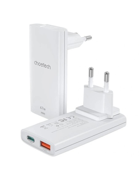
USB-A USB-C GaN Ultra 65W sieninis įkroviklis – baltas
