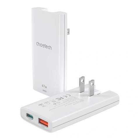 
USB-A USB-C GaN Ultra 65W sieninis įkroviklis – baltas
