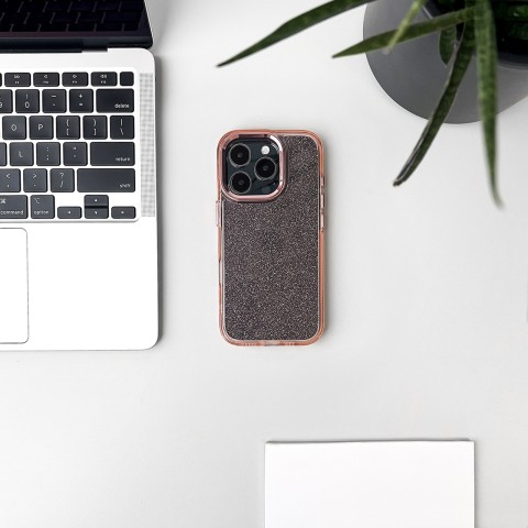 
„iPhone 16 Pro“ blizgučių dėklas – rožinis su blizgučiais
