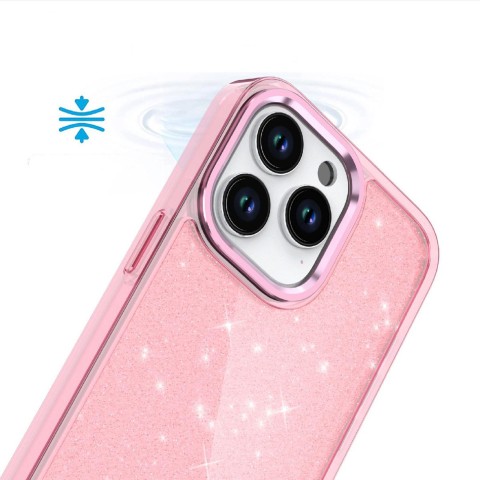 
„iPhone 16 Pro Max“ blizgučių dėklas – rožinis su blizgučiais

