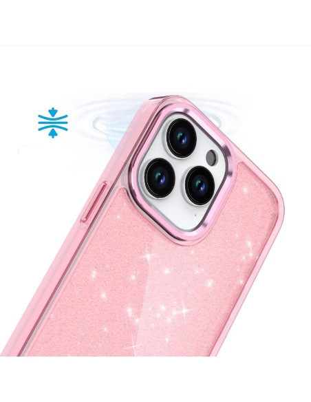 
„iPhone 16 Pro Max“ blizgučių dėklas – rožinis su blizgučiais
