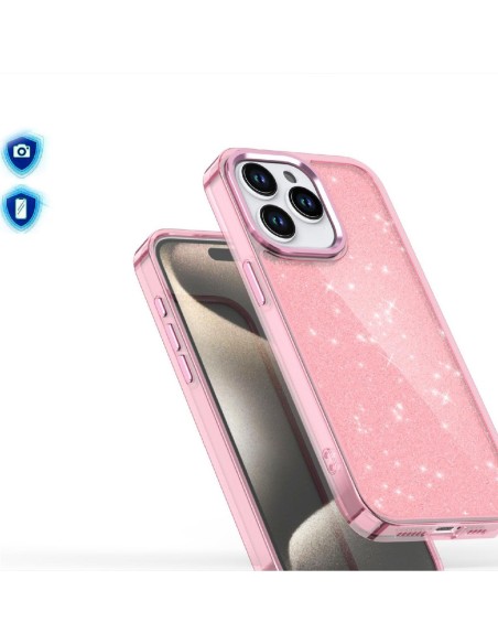 
„iPhone 16 Pro Max“ blizgučių dėklas – rožinis su blizgučiais

