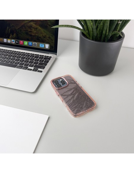 
„iPhone 16 Pro Max“ blizgučių dėklas – rožinis su blizgučiais
