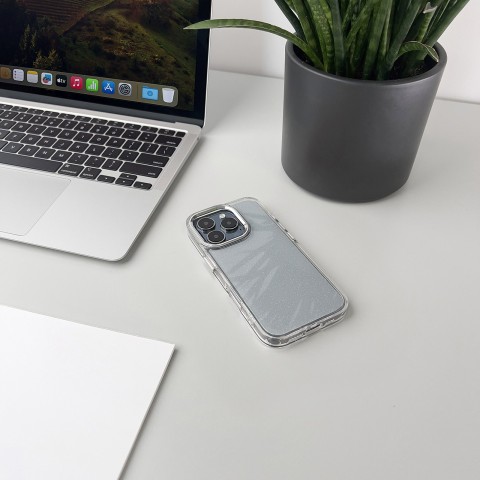 
„iPhone 16 Pro“ blizgučių dėklas – skaidrus su blizgučiais
