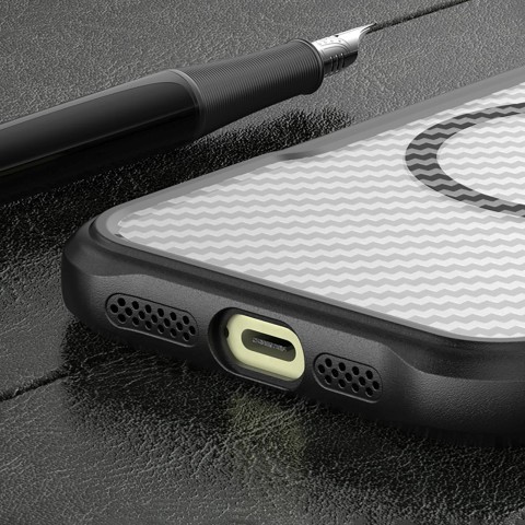 
„iPhone 16 Pro Max“ pirmaujančios serijos „MagSafe“ silikoninis dėklas – juodas
