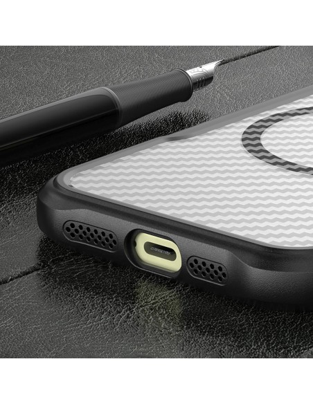 
„iPhone 16 Pro Max“ pirmaujančios serijos „MagSafe“ silikoninis dėklas – juodas
