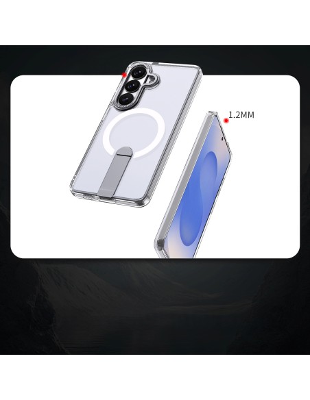 
„Samsung Galaxy S26“ dėklas su „Hybrid Armor X MagSafe“ stovu – permatomas
