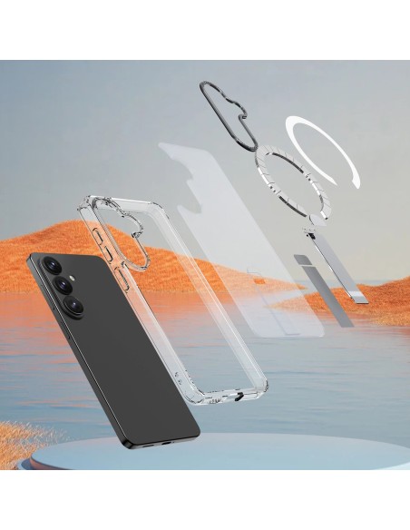
„Samsung Galaxy S26“ dėklas su „Hybrid Armor X MagSafe“ stovu – permatomas
