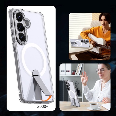 
„Samsung Galaxy S26“ dėklas su „Hybrid Armor X MagSafe“ stovu – permatomas

