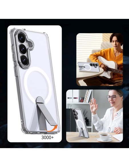 
„Samsung Galaxy S26“ dėklas su „Hybrid Armor X MagSafe“ stovu – permatomas
