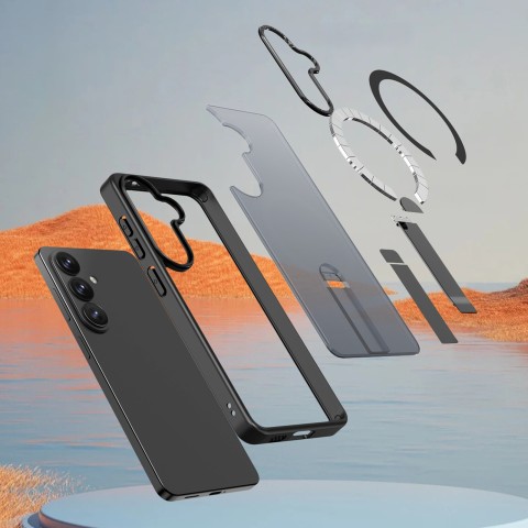 
„Samsung Galaxy S26 Plus“ dėklas su „Hybrid Armor X MagSafe“ stovu – juodas
