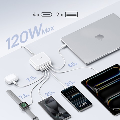 
„EnerFill FH21“ 120 W USB-A USB-C įkrovimo stotelė – balta

