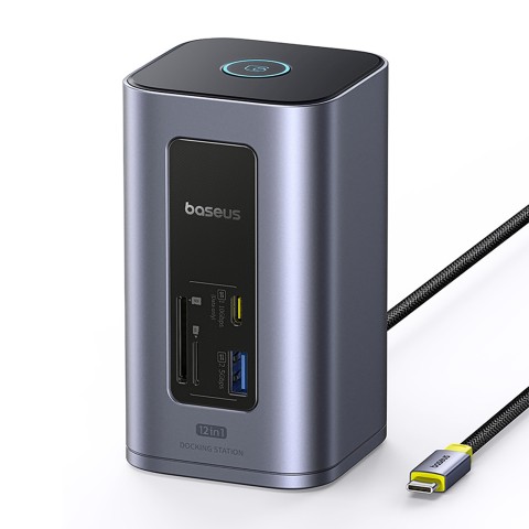 
ŠAKOTEKLIS 12 viename Įkrovimo stotelė USB-C USB-A HDMI RJ45 SD microSD 4K 60Hz PD 10Gb/ s
