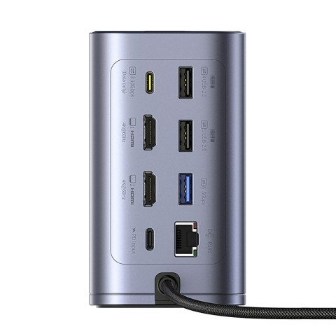 
ŠAKOTEKLIS 12 viename Įkrovimo stotelė USB-C USB-A HDMI RJ45 SD microSD 4K 60Hz PD 10Gb/ s
