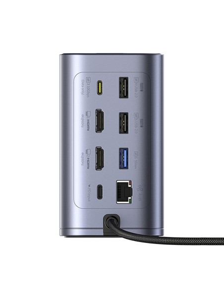 
ŠAKOTEKLIS 12 viename Įkrovimo stotelė USB-C USB-A HDMI RJ45 SD microSD 4K 60Hz PD 10Gb/ s
