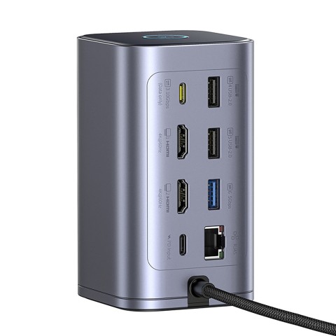 
ŠAKOTEKLIS 12 viename Įkrovimo stotelė USB-C USB-A HDMI RJ45 SD microSD 4K 60Hz PD 10Gb/ s
