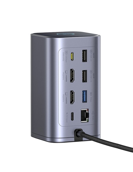 
ŠAKOTEKLIS 12 viename Įkrovimo stotelė USB-C USB-A HDMI RJ45 SD microSD 4K 60Hz PD 10Gb/ s
