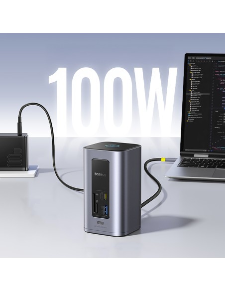 
ŠAKOTEKLIS 12 viename Įkrovimo stotelė USB-C USB-A HDMI RJ45 SD microSD 4K 60Hz PD 10Gb/ s
