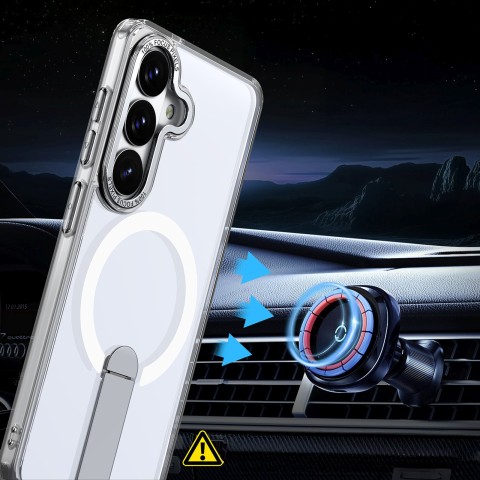 
„Samsung Galaxy A36 / A37“ dėklas su „Hybrid Armor X MagSafe“ stovu – permatomas
