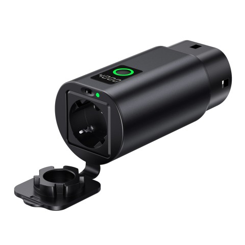 
V2L 2 tipo – „Schuko“ 3500 W adapteris su galios ekranu elektromobiliams
