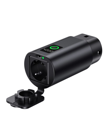 
V2L 2 tipo – „Schuko“ 3500 W adapteris su galios ekranu elektromobiliams
