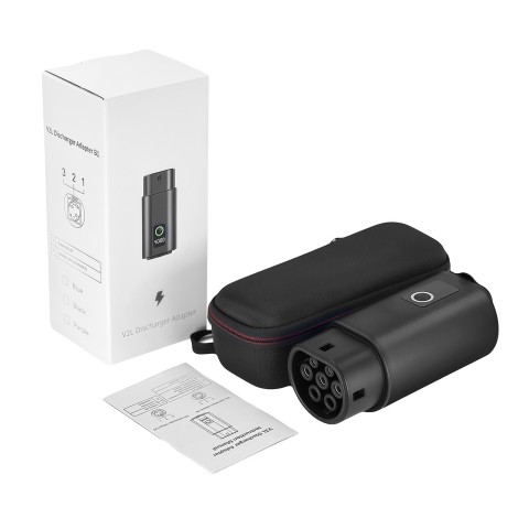
V2L 2 tipo – „Schuko“ 3500 W adapteris su galios ekranu elektromobiliams
