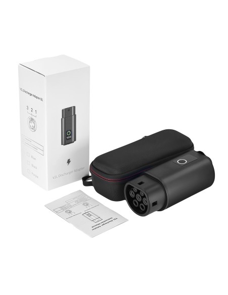 
V2L 2 tipo – „Schuko“ 3500 W adapteris su galios ekranu elektromobiliams
