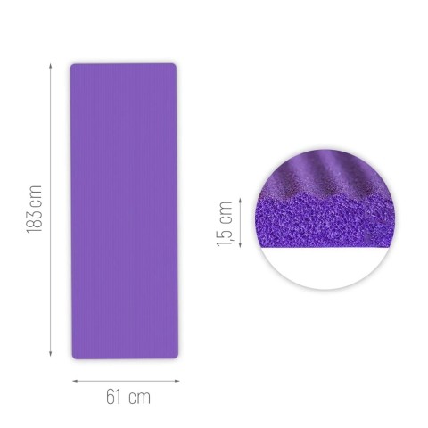 
Storas gimnastikos kilimėlis jogos pratimams, 183 x 61 x 1,5 cm - violetinis

