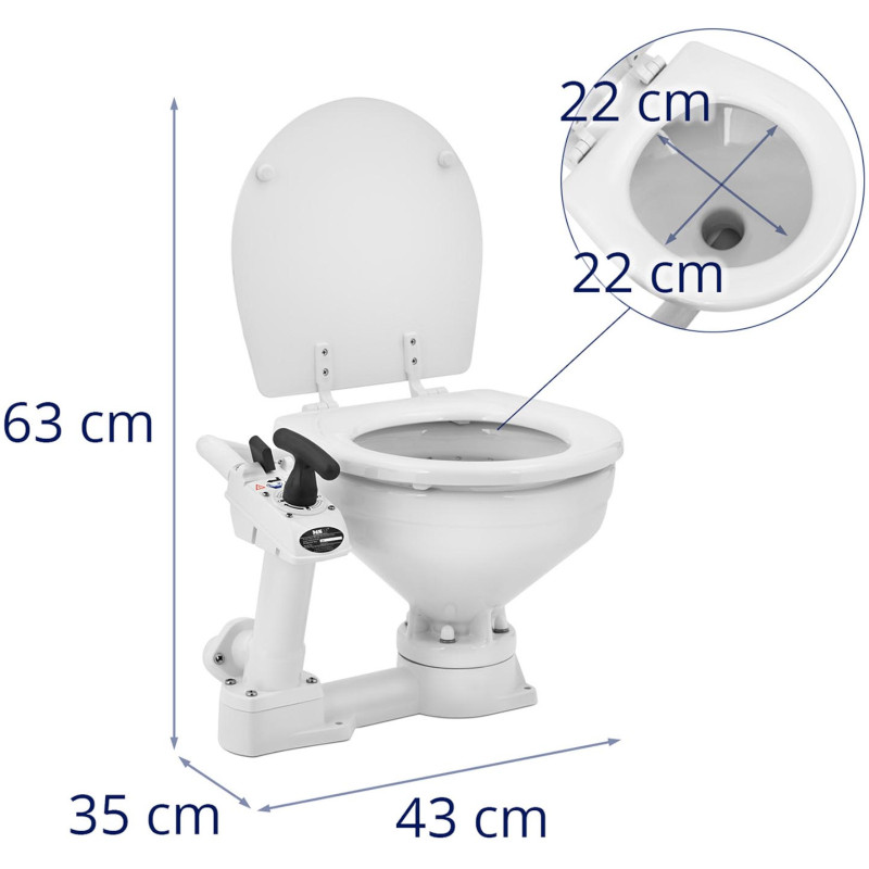 Stacionarus keraminis jachtos tualetas su rankiniu siurbliu 230 x 210 mm