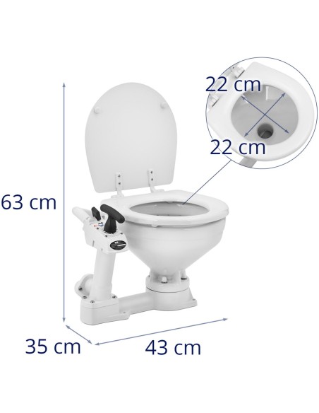 Stacionarus keraminis jachtos tualetas su rankiniu siurbliu 230 x 210 mm