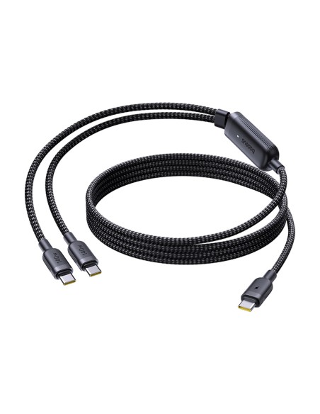 
2 viename USB-C laidas - 2x USB-C 140W 1,5 m - juodas
