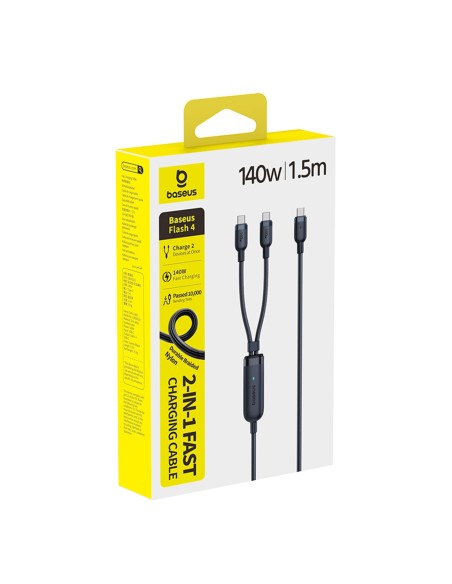 
2 viename USB-C laidas - 2x USB-C 140W 1,5 m - juodas
