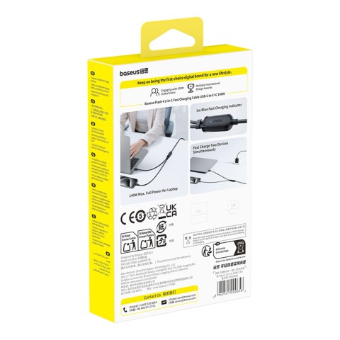 
2 viename USB-C laidas - 2x USB-C 140W 1,5 m - juodas
