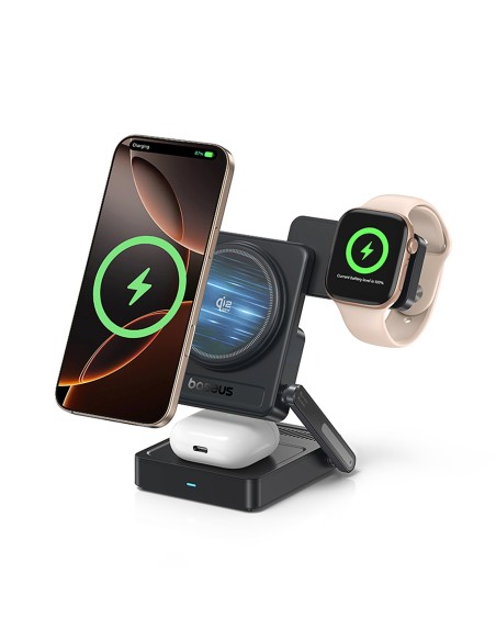 
3 viename „Qi2.2“ 35 W belaidis įkroviklis su 45 W ES maitinimo adapteriu ir 1 m USB-C laidu – juodas
