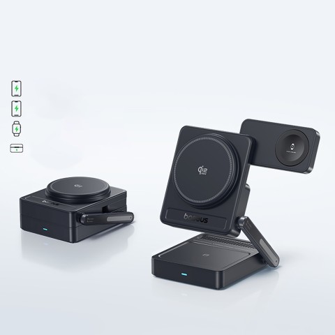 
3 viename „Qi2.2“ 35 W belaidis įkroviklis su 45 W ES maitinimo adapteriu ir 1 m USB-C laidu – juodas
