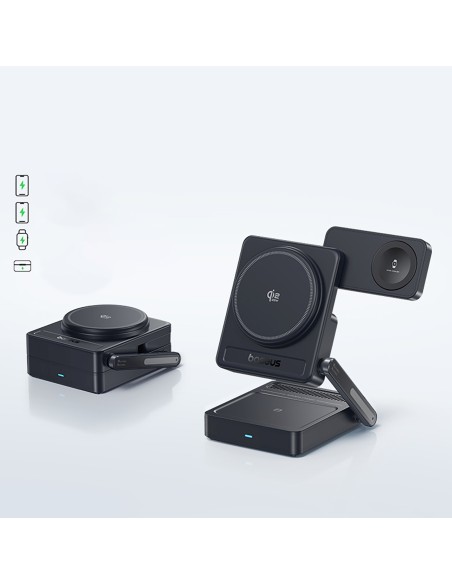
3 viename „Qi2.2“ 35 W belaidis įkroviklis su 45 W ES maitinimo adapteriu ir 1 m USB-C laidu – juodas
