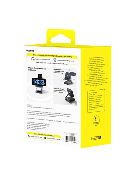 
3 viename „Qi2.2“ 35 W belaidis įkroviklis su 45 W ES maitinimo adapteriu ir 1 m USB-C laidu – juodas
