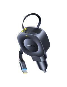
USB-C automobilinis įkroviklis su ištraukiamu USB-C laidu, 45 W – juodas
