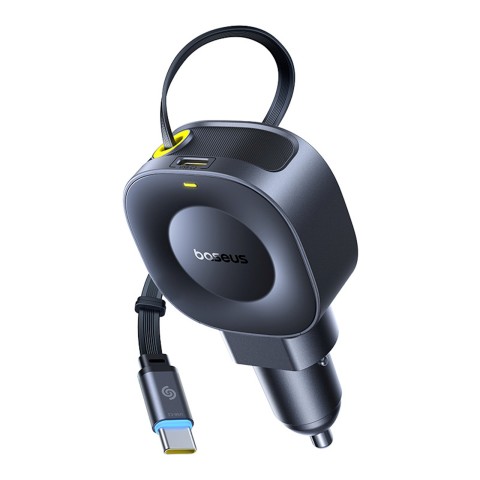 
USB-C automobilinis įkroviklis su ištraukiamu USB-C laidu, 45 W – juodas
