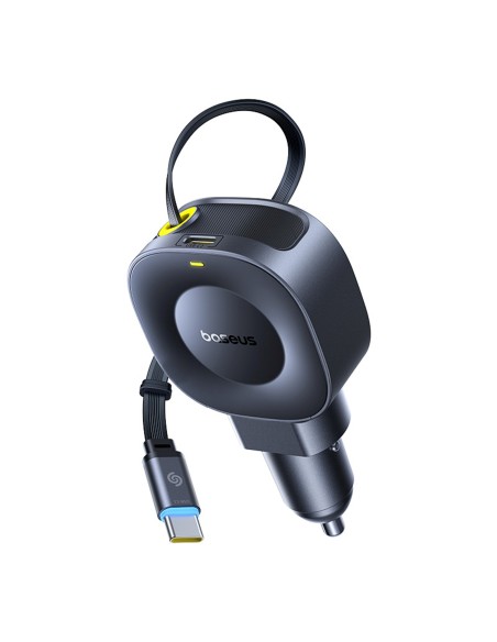 
USB-C automobilinis įkroviklis su ištraukiamu USB-C laidu, 45 W – juodas
