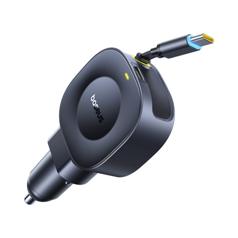 
USB-C automobilinis įkroviklis su ištraukiamu USB-C laidu, 45 W – juodas
