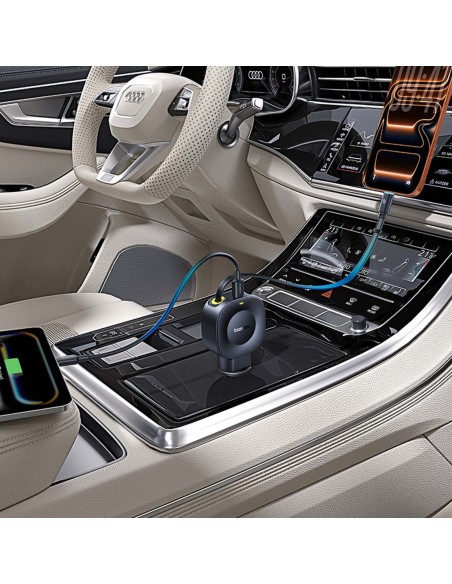 
USB-C automobilinis įkroviklis su ištraukiamu USB-C laidu, 45 W – juodas
