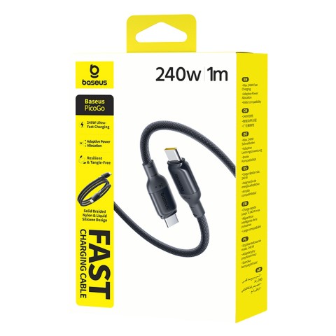 
USB-C PicoGo greito įkrovimo laidas 240W 1m - juodas
