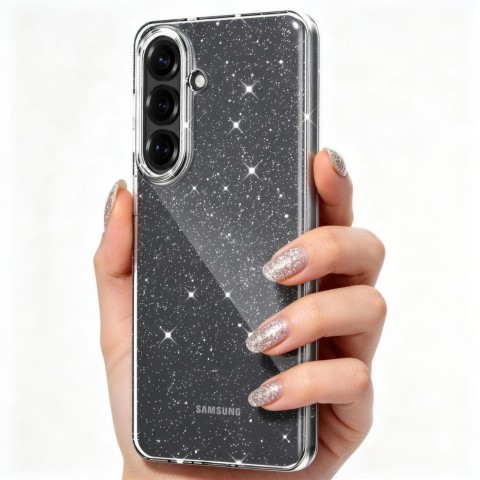 
„Samsung Galaxy S26 FlexAir“ dėklas – skaidrus blizgučiais
