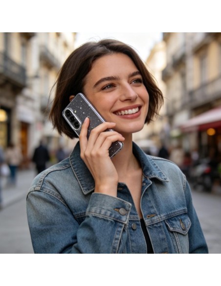 
„Samsung Galaxy S26 FlexAir“ dėklas – skaidrus blizgučiais

