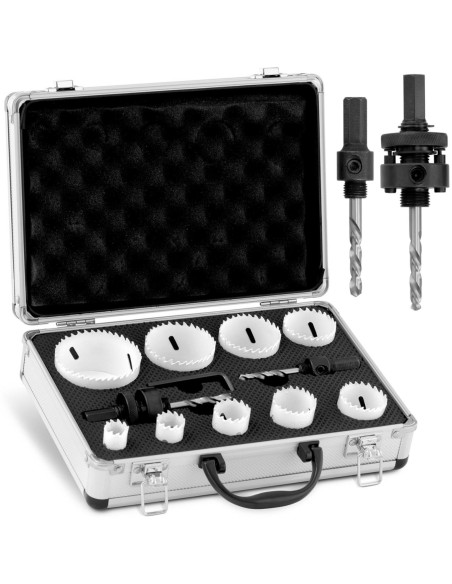 Dviejų metalų grąžtų rinkinys su adapteriais 12 vnt + Dėklas Dviejų metalų grąžtų rinkinys su adapteriais 12 vnt + Dėklas